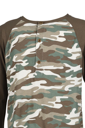 RAGLAN HENLEY NECK TEE / CAMO