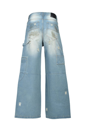 COATING DOUBLE KNEE DENIM PANTS / IND