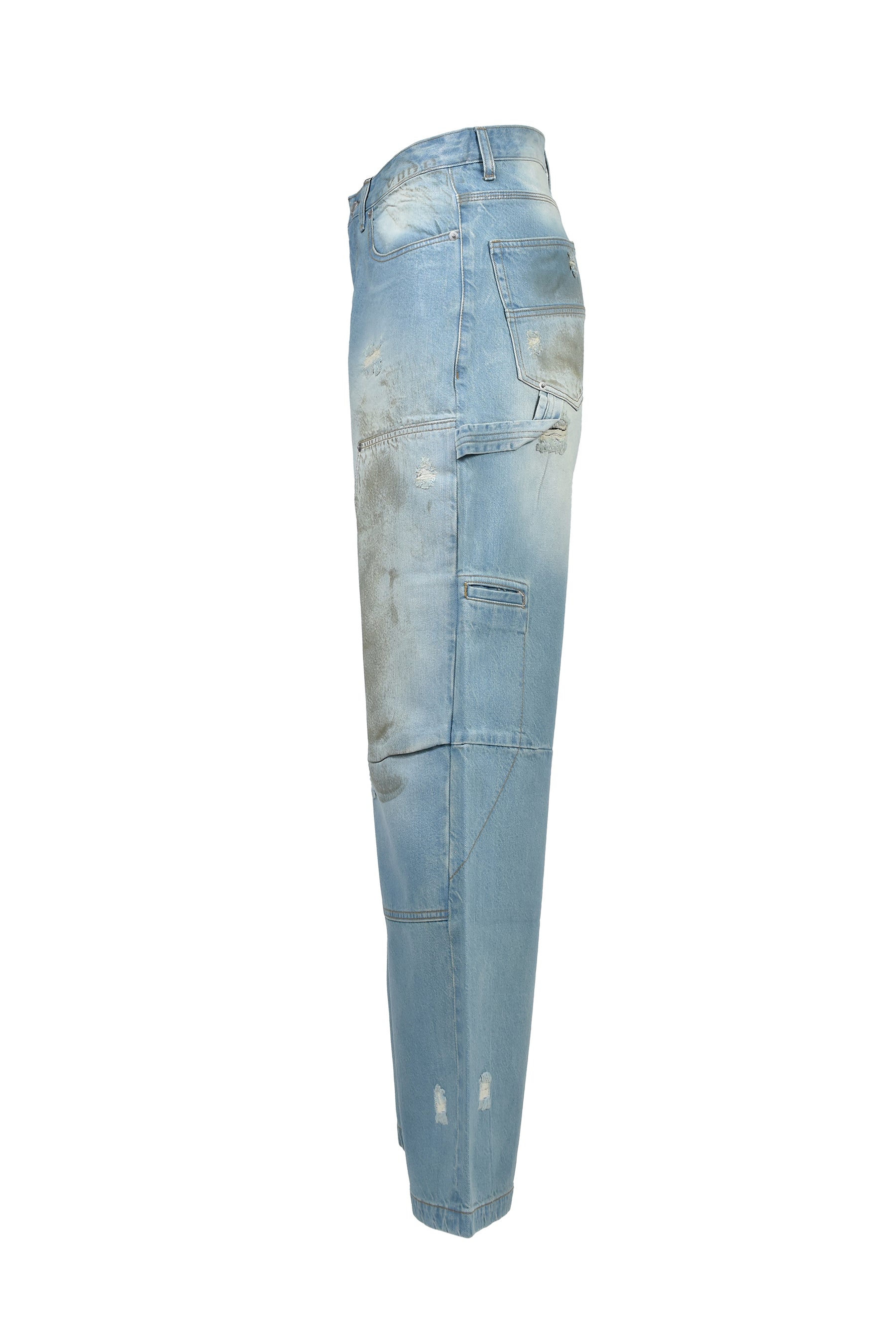 COATING DOUBLE KNEE DENIM PANTS / IND