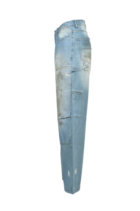 COATING DOUBLE KNEE DENIM PANTS / IND