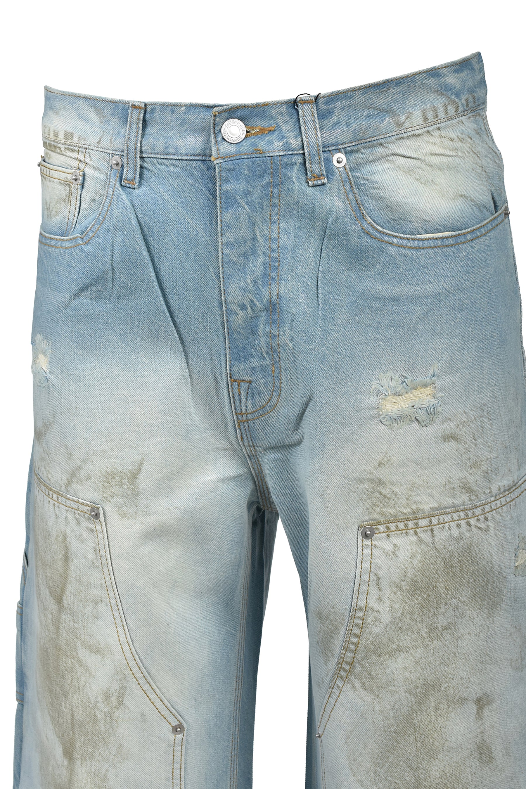 COATING DOUBLE KNEE DENIM PANTS / IND