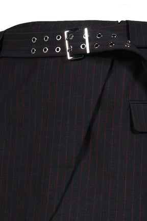 STRETCH STRIPE TAILORING MINI SKIRT / PHANTOM