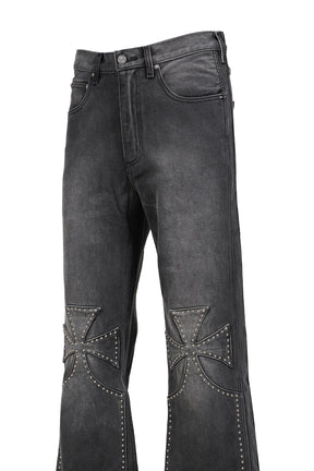 STUDDED CHOPPER CARPENTER PANT / VINTAGE BLK