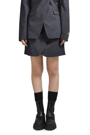 STRETCH STRIPE TAILORING MINI SKIRT / PHANTOM