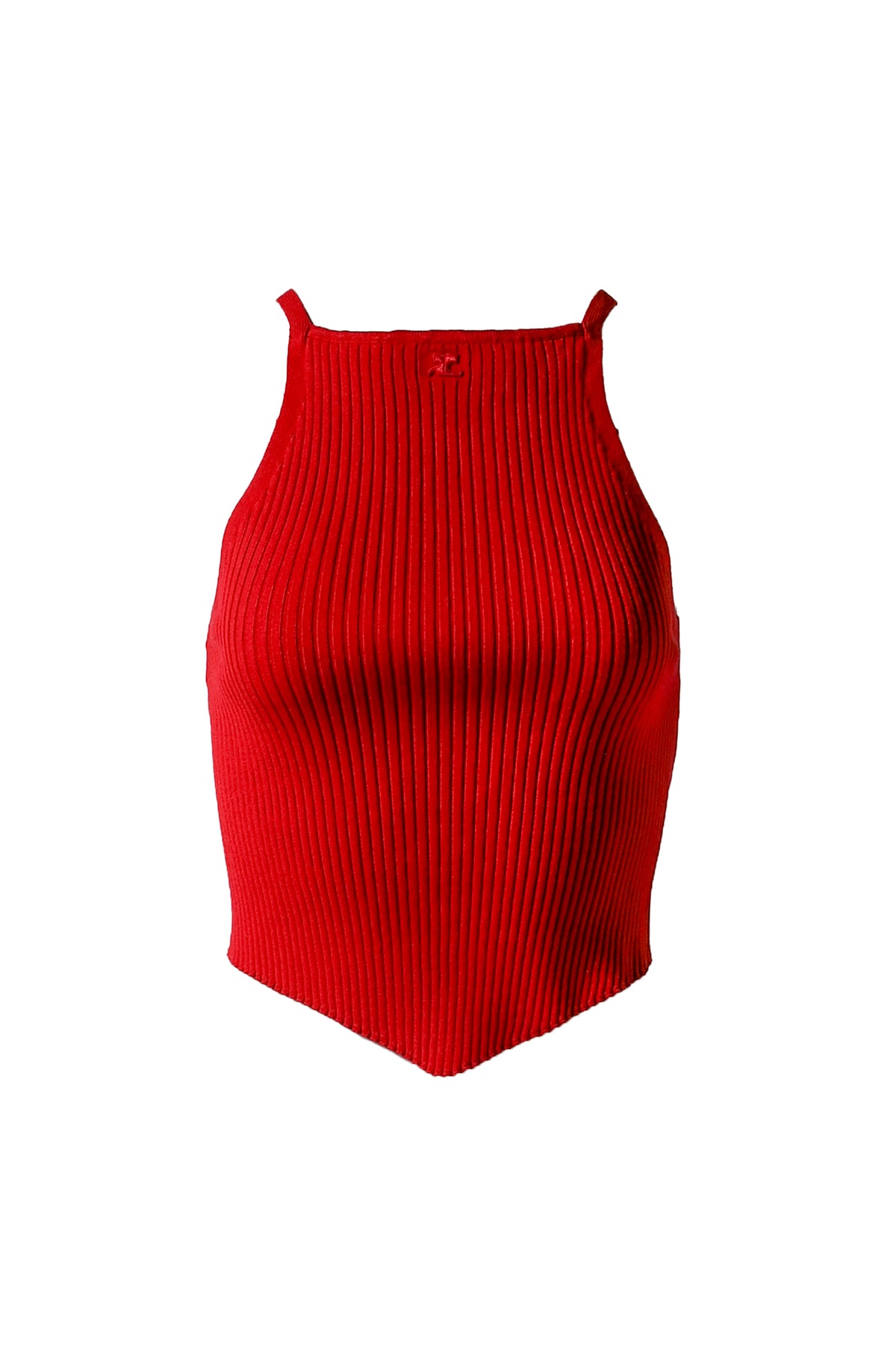 SIGNATURE POINTY RIB KNIT TOP / RED