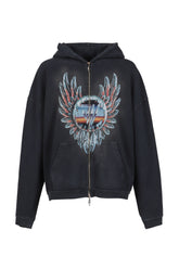 JUN/NAKAYAMA ジュン ナカヤマ FW25 FEATHER ZIP HOODIE / BLK