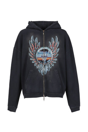 JUN/NAKAYAMA ジュン ナカヤマ FW25 FEATHER ZIP HOODIE / BLK