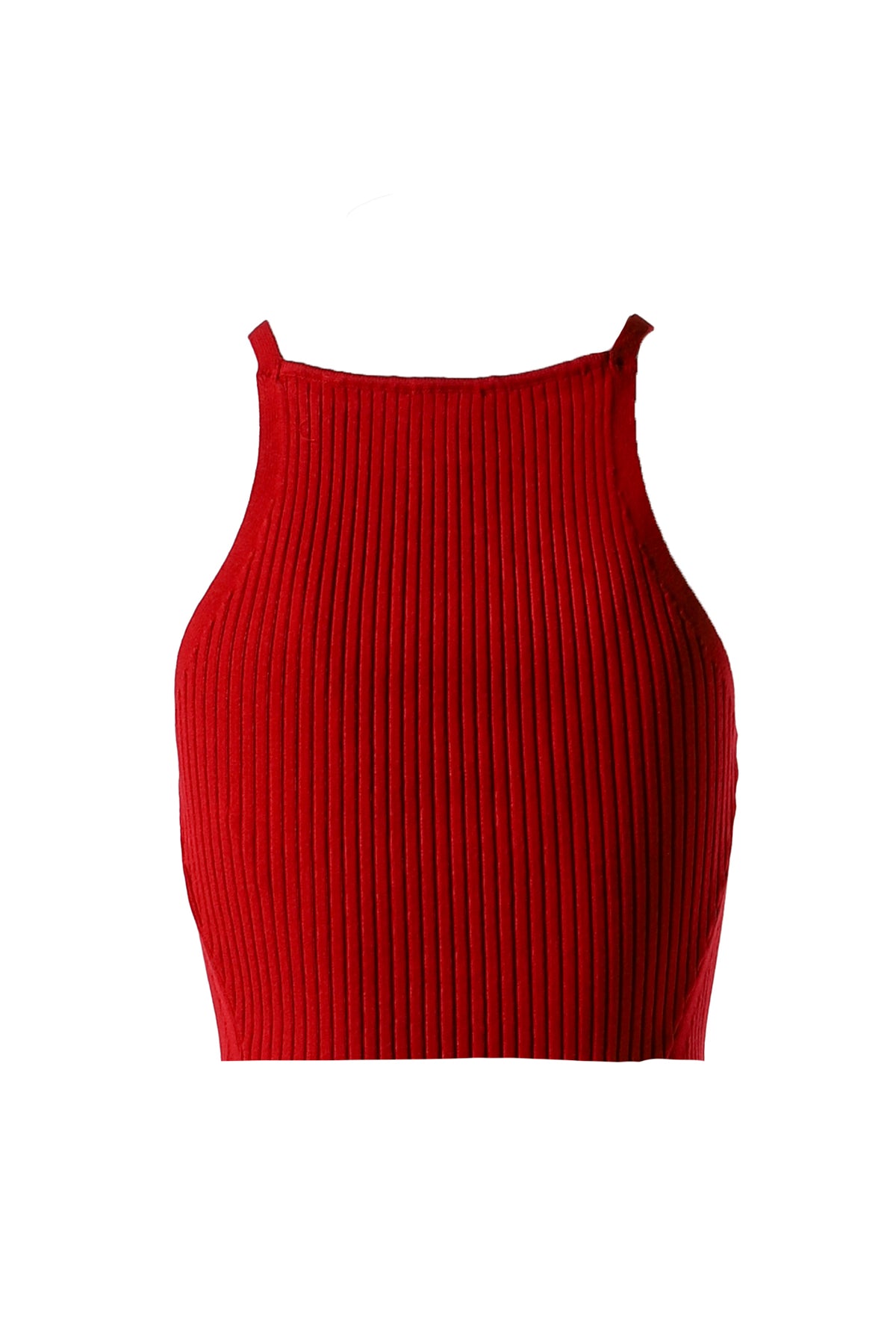 SIGNATURE POINTY RIB KNIT TOP / RED