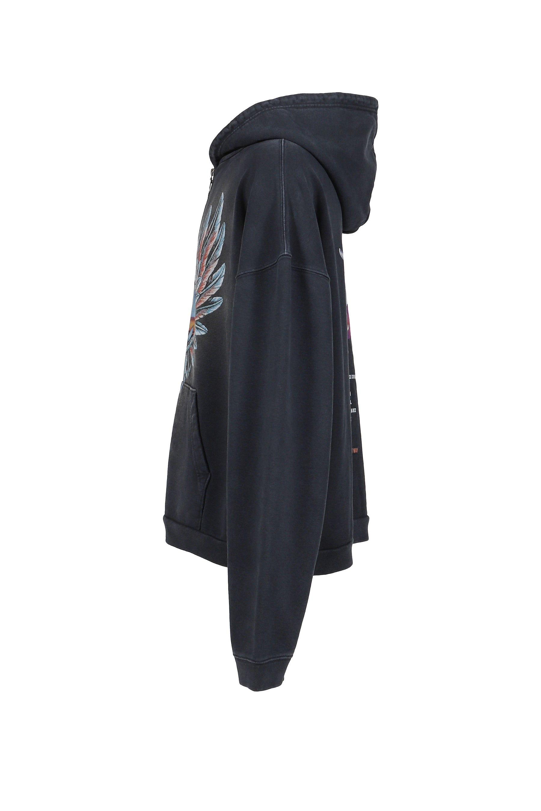 FEATHER ZIP HOODIE / BLK