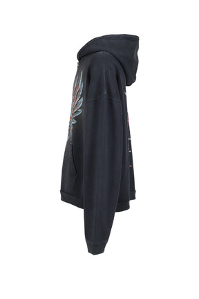 FEATHER ZIP HOODIE / BLK