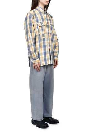 UNIQUE POCKET CHECKED FLANNEL SHIRT A
GED / YEL×BLU