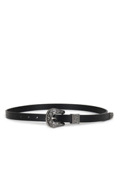 BLACK 1.8CM WESTERN WOVEN LEATHER BELT / BLK
