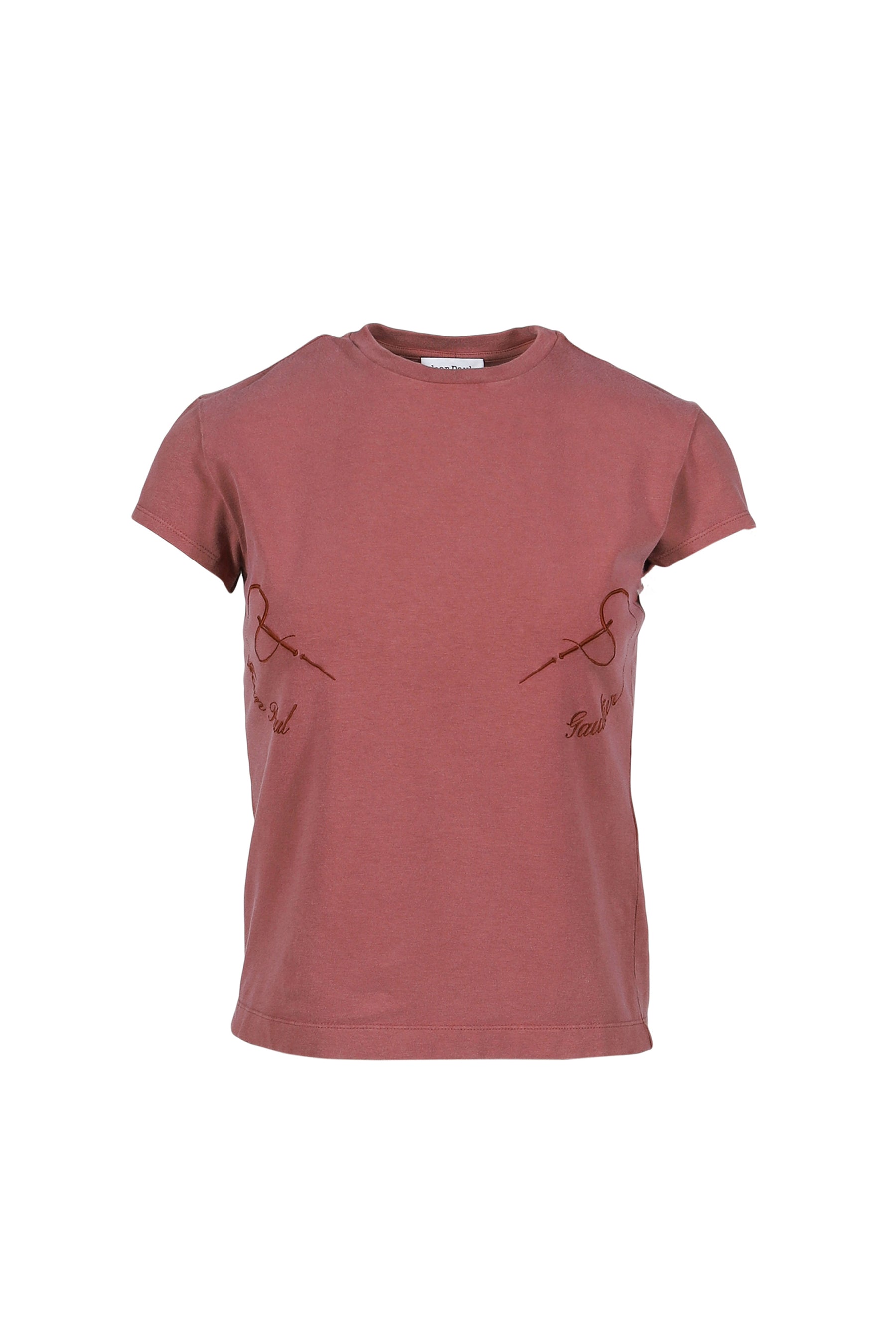 Jean Paul Gaultier STRETCH COTTON BABY TEE EMBROIDERED "NEEDLES JEAN PAUL GAULTIER" / BUR