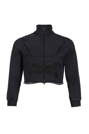 VETEMENTS UPSIDE-DOWN LOGO ZIP-UP HOODIE / BLK