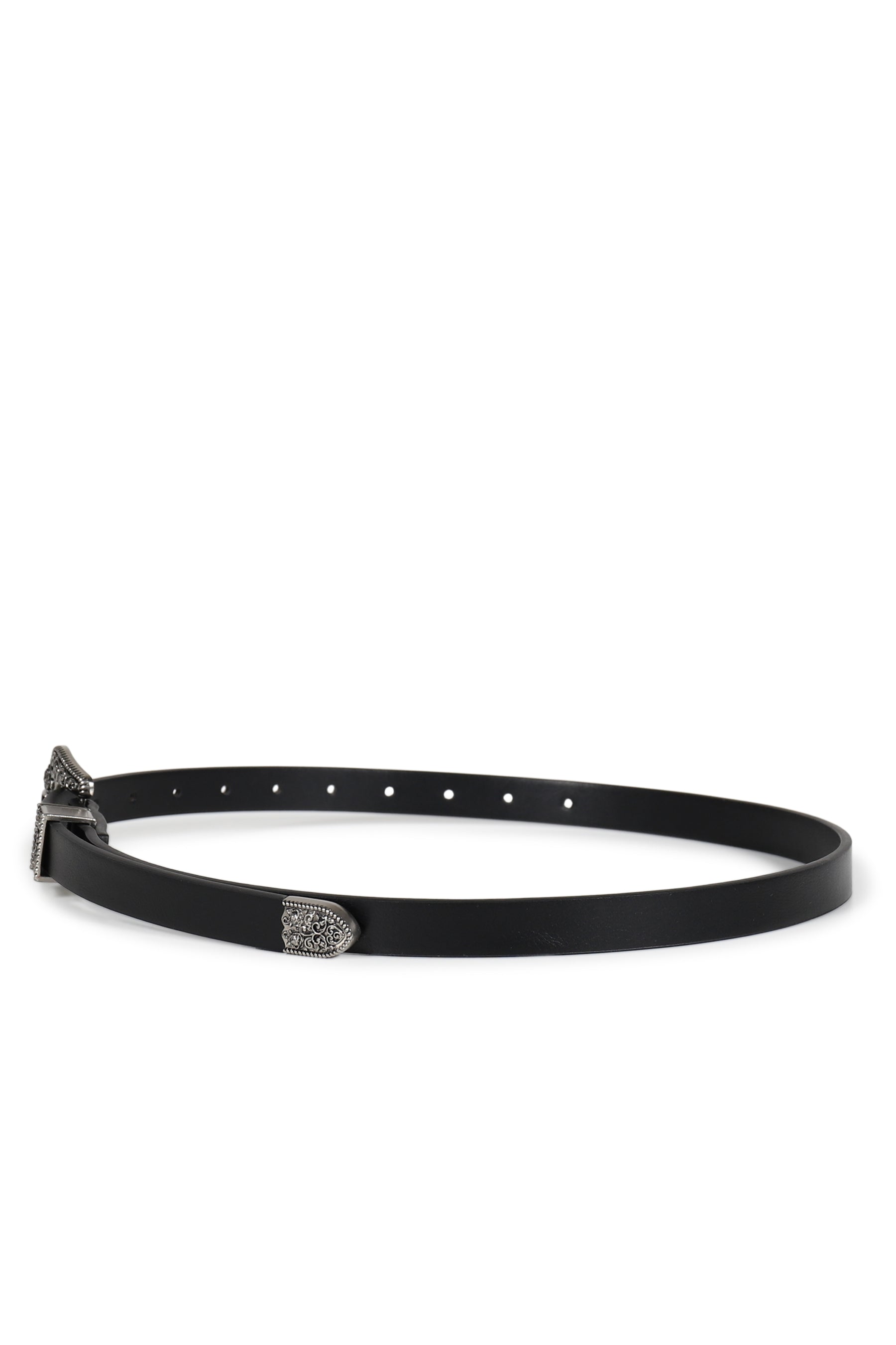 BLACK 1.8CM WESTERN WOVEN LEATHER BELT / BLK