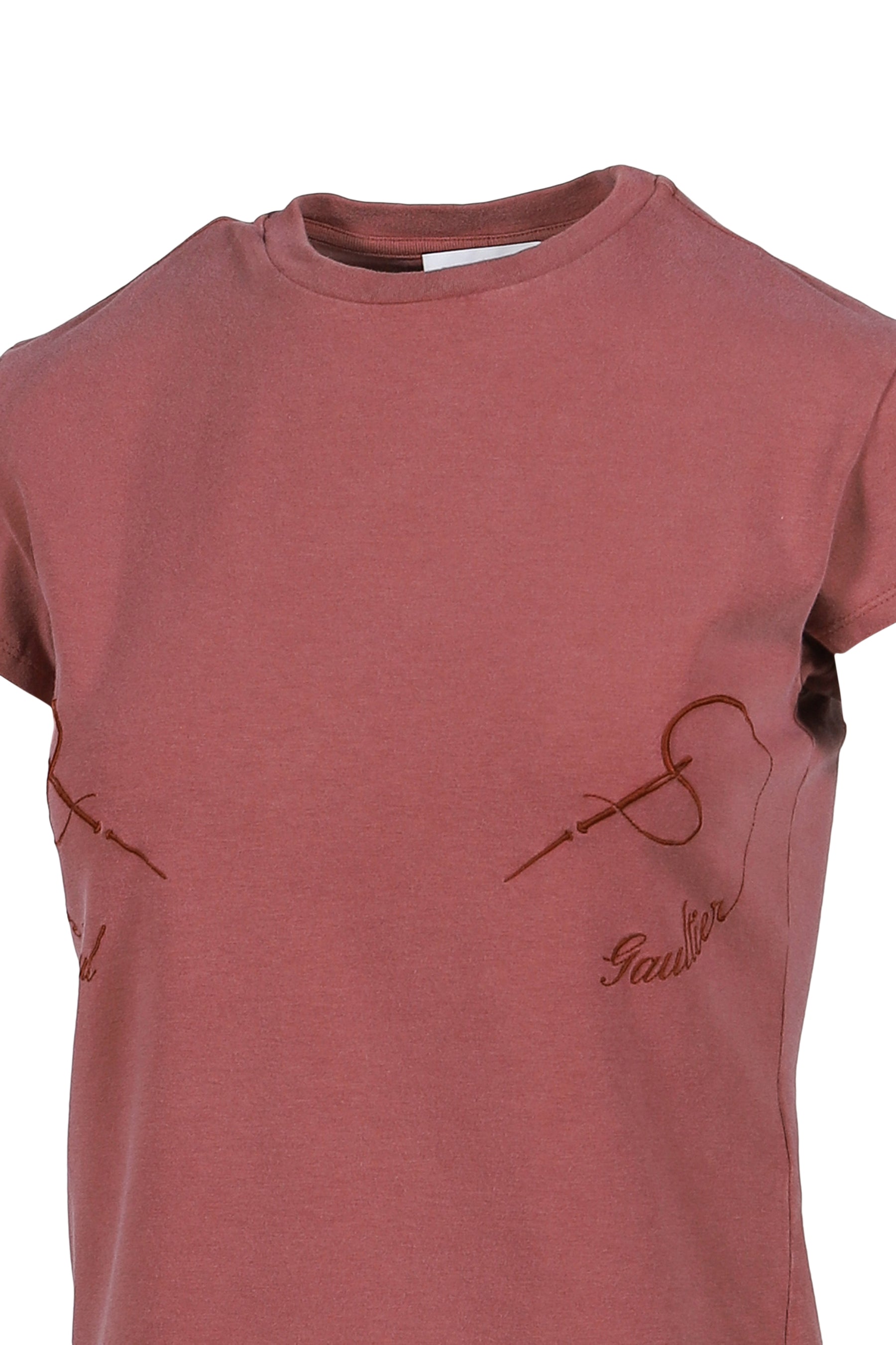 Jean Paul Gaultier STRETCH COTTON BABY TEE EMBROIDERED "NEEDLES JEAN PAUL GAULTIER" / BUR
