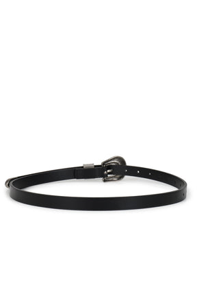 BLACK 1.8CM WESTERN WOVEN LEATHER BELT / BLK