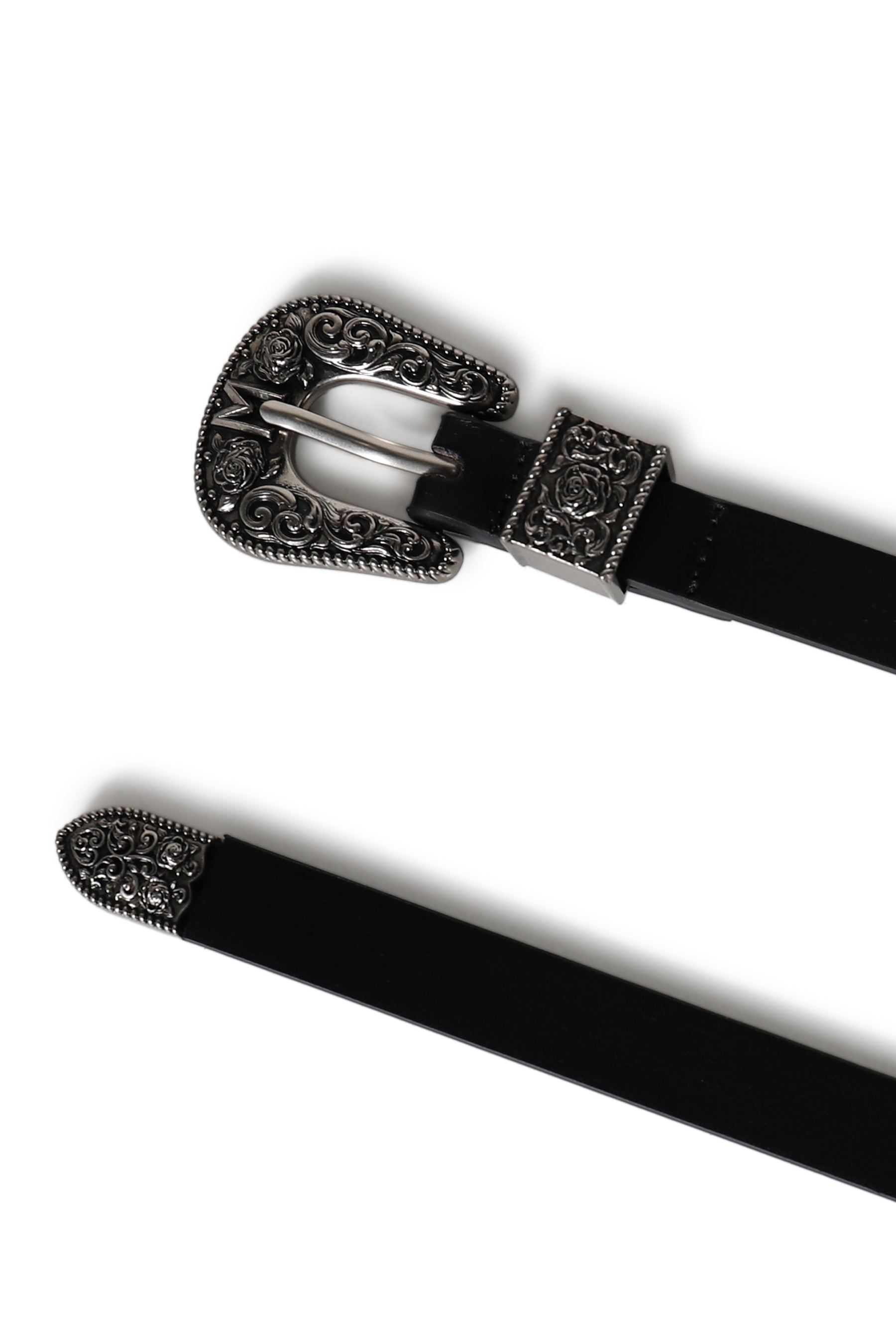 BLACK 1.8CM WESTERN WOVEN LEATHER BELT / BLK