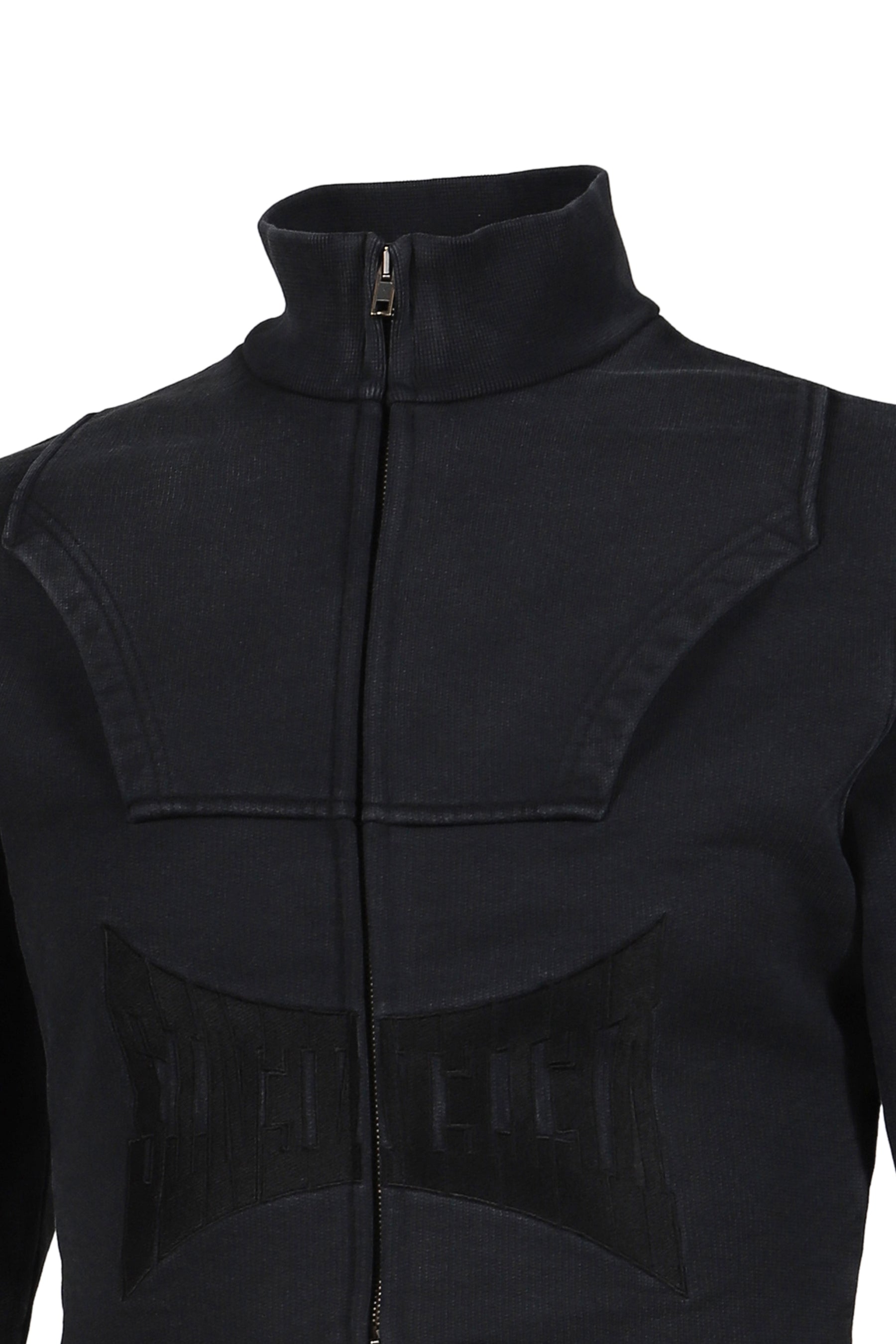 VETEMENTS UPSIDE-DOWN LOGO ZIP-UP HOODIE / BLK