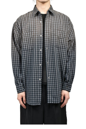 FADED SPARKLING PLAID SHIRT / BLK