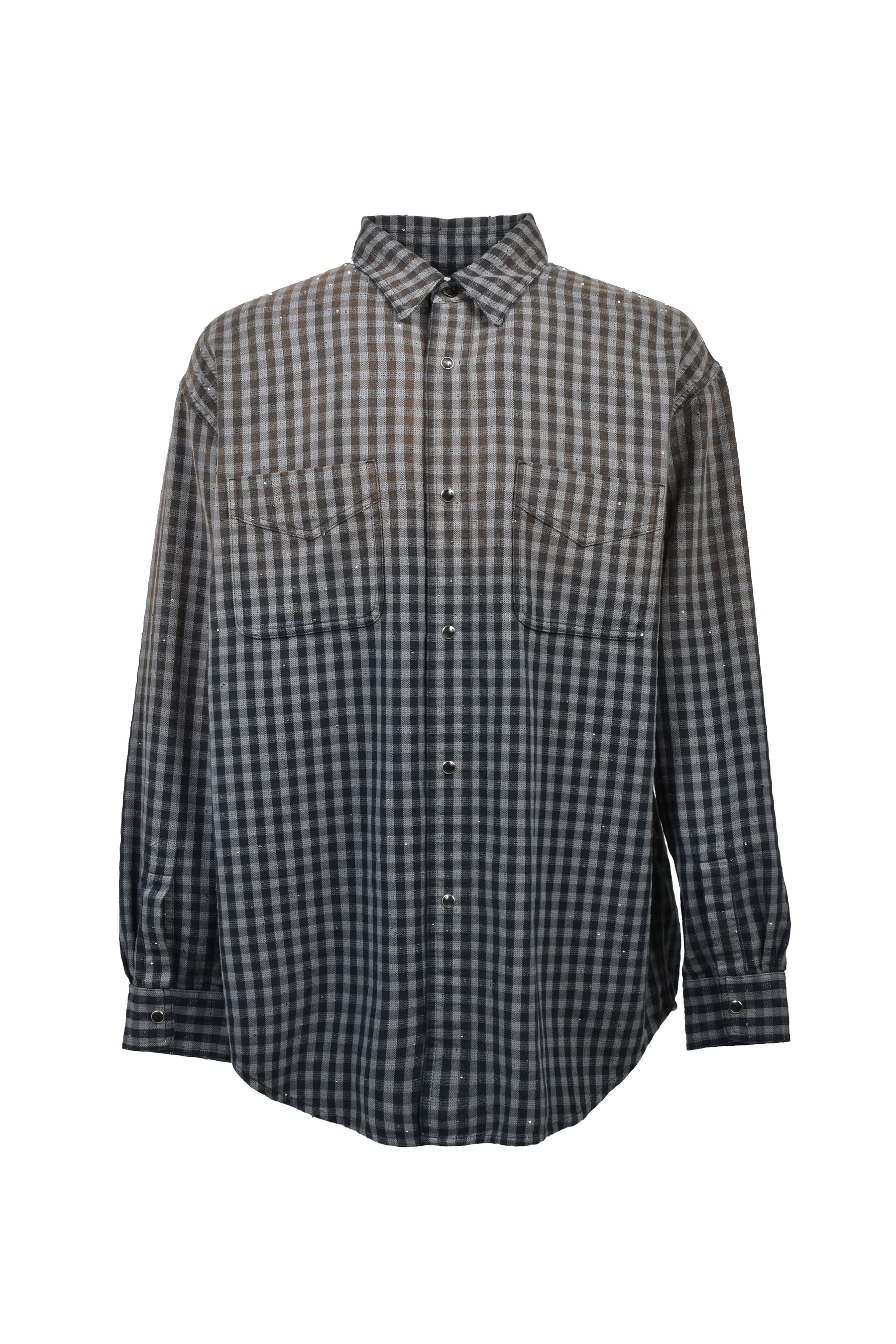 トップス masu Faded Sparkling Plaid Shirt 46 MASU エムエーエスユー SS26 FADED SPARKLING PLAID SHIRT / BLK