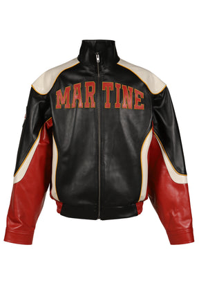 SUPERBOWL LEATHER JACKET / BLK RED BLK