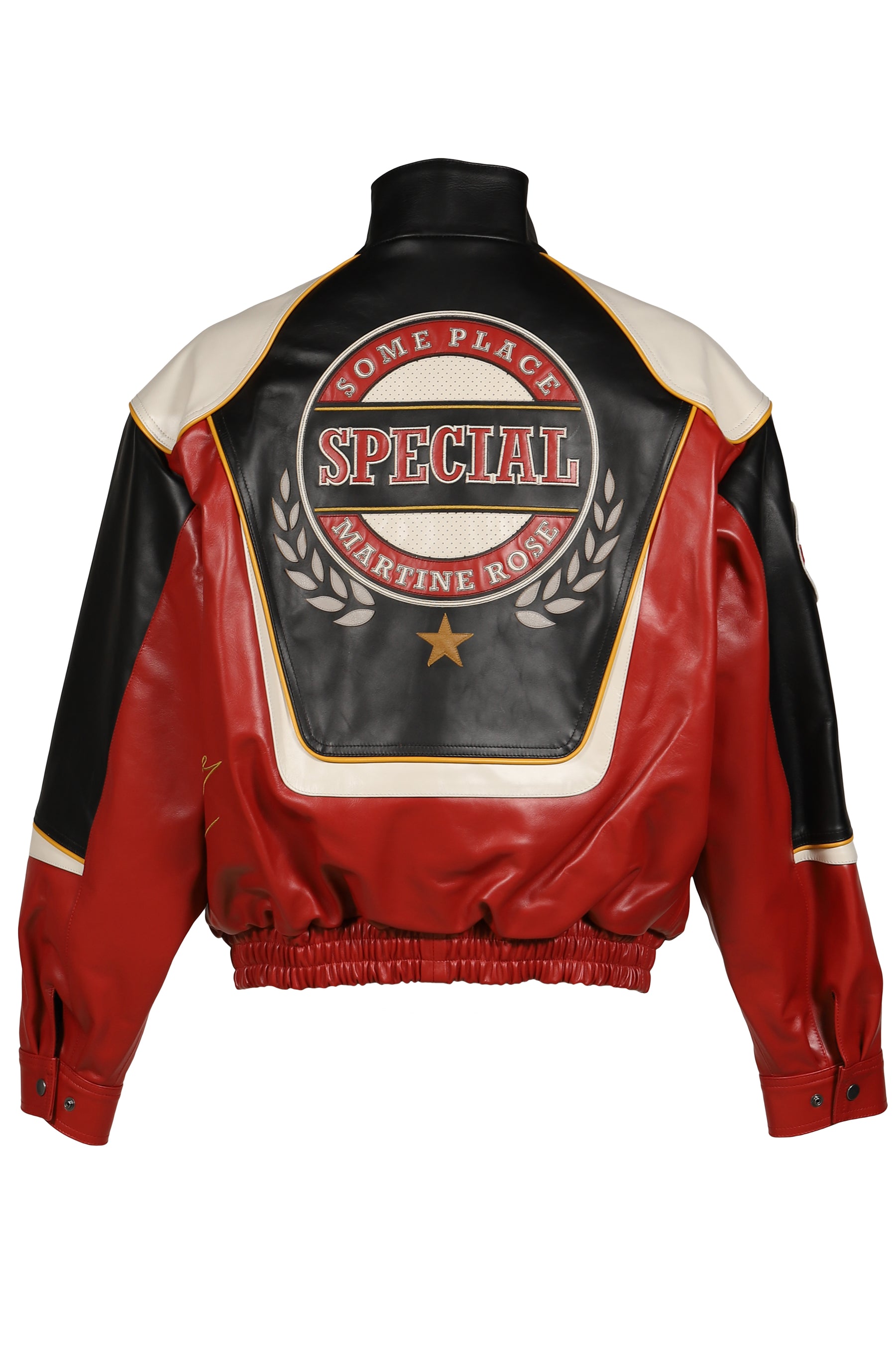 SUPERBOWL LEATHER JACKET / BLK RED BLK