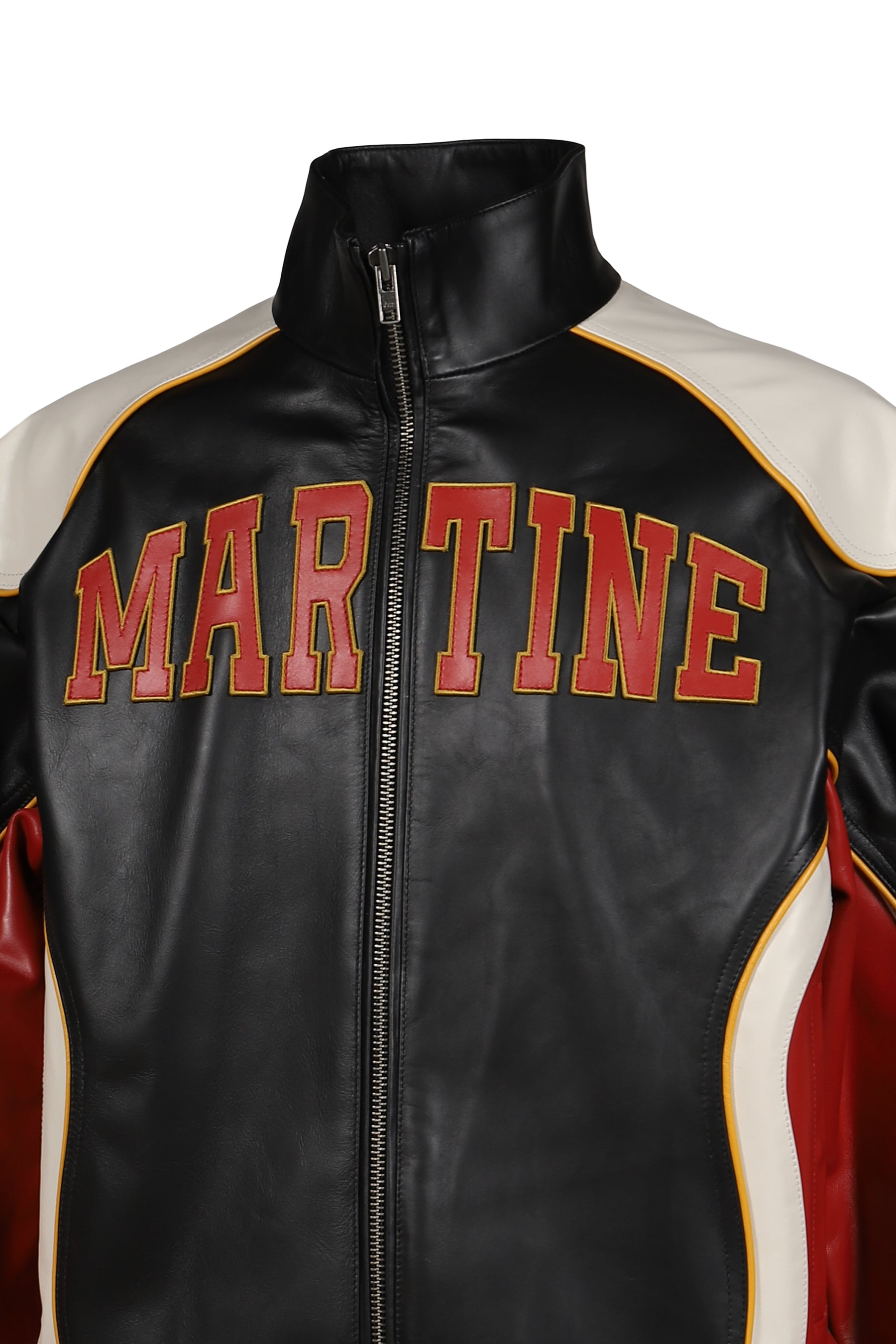 SUPERBOWL LEATHER JACKET / BLK RED BLK