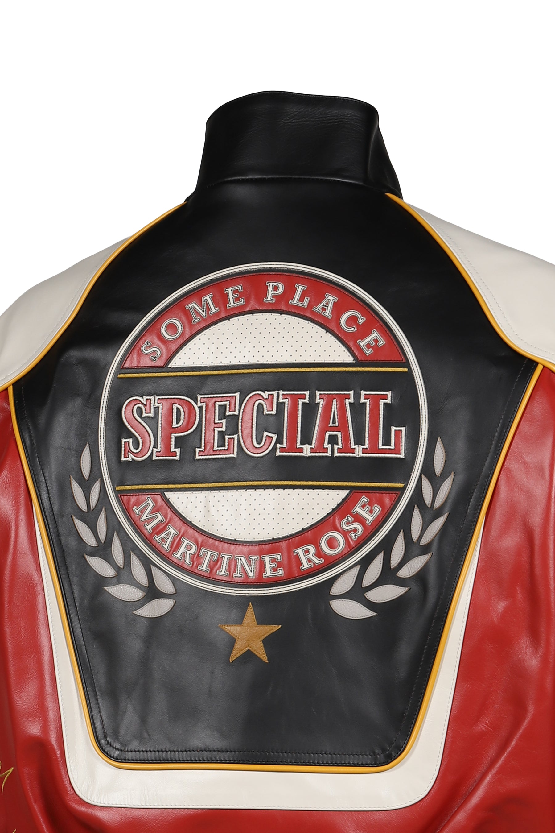 SUPERBOWL LEATHER JACKET / BLK RED BLK