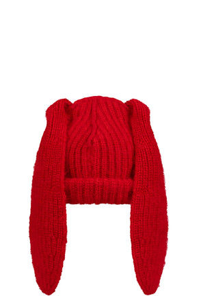 MOHAIR CHUNKY RABBIT BEANIE / RED 