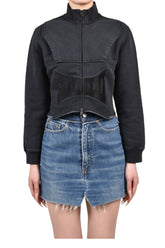 UPSIDE-DOWN LOGO ZIP-UP HOODIE / BLK