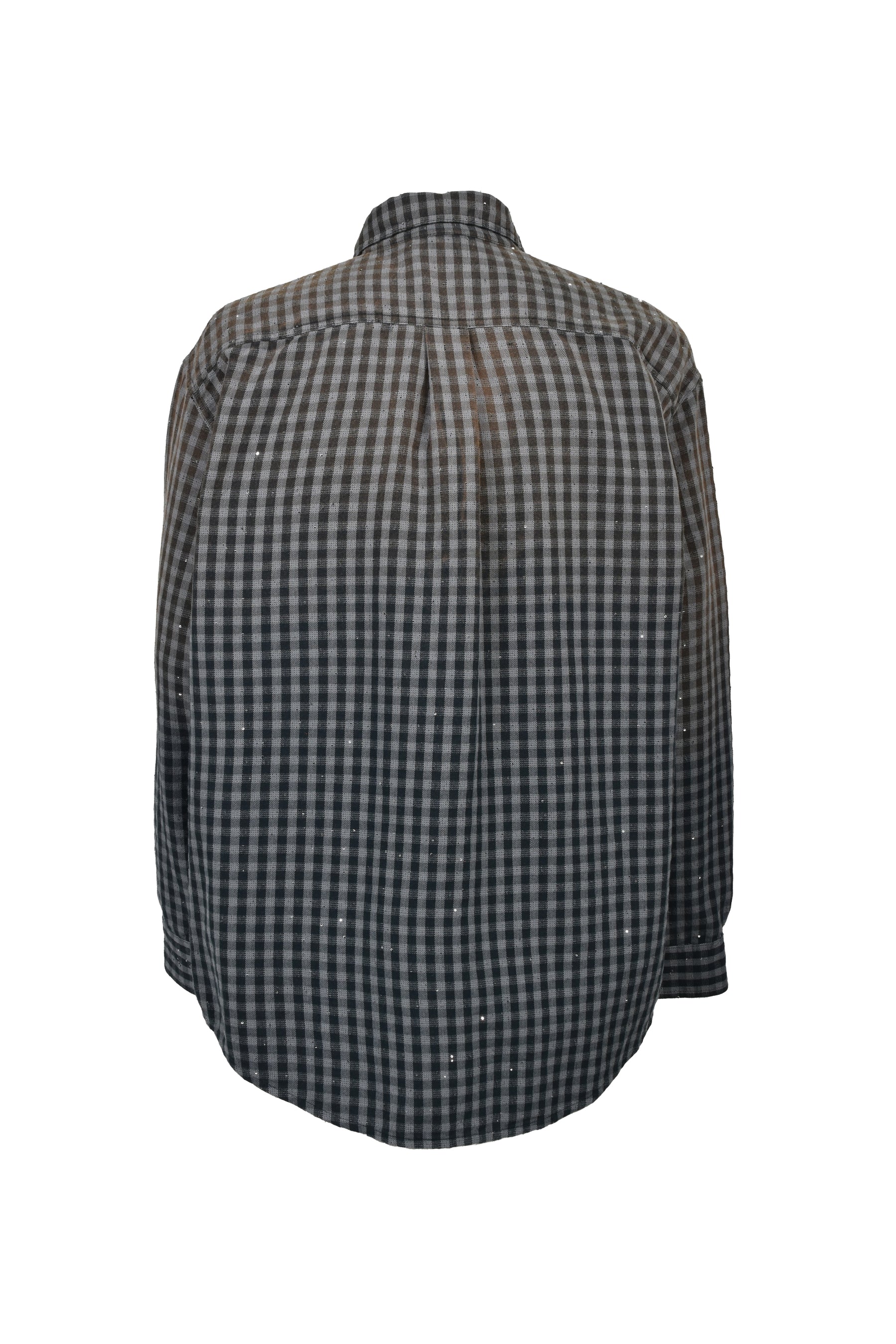 FADED SPARKLING PLAID SHIRT / BLK