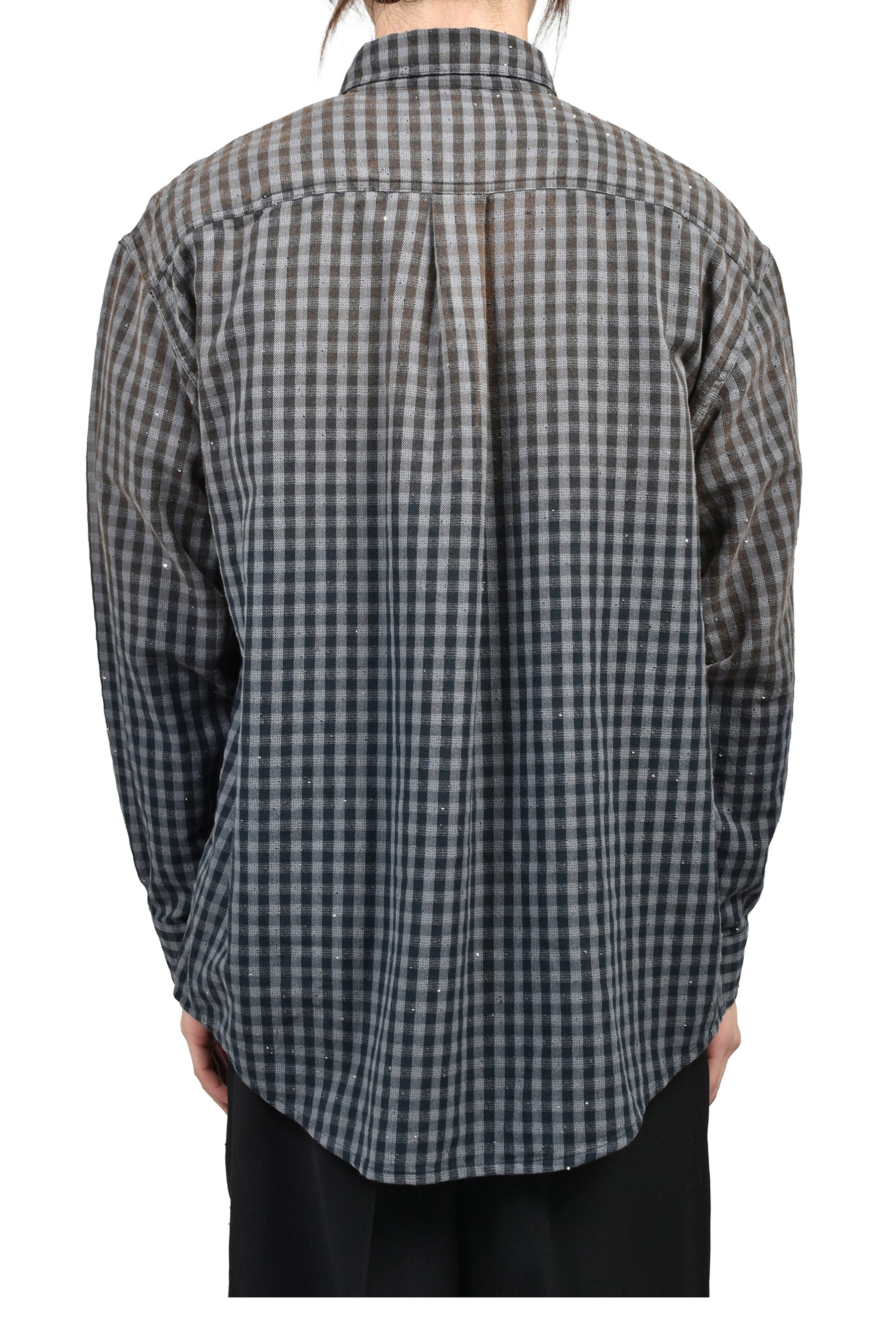 MASU エムエーエスユー SS26 FADED SPARKLING PLAID SHIRT / BLK