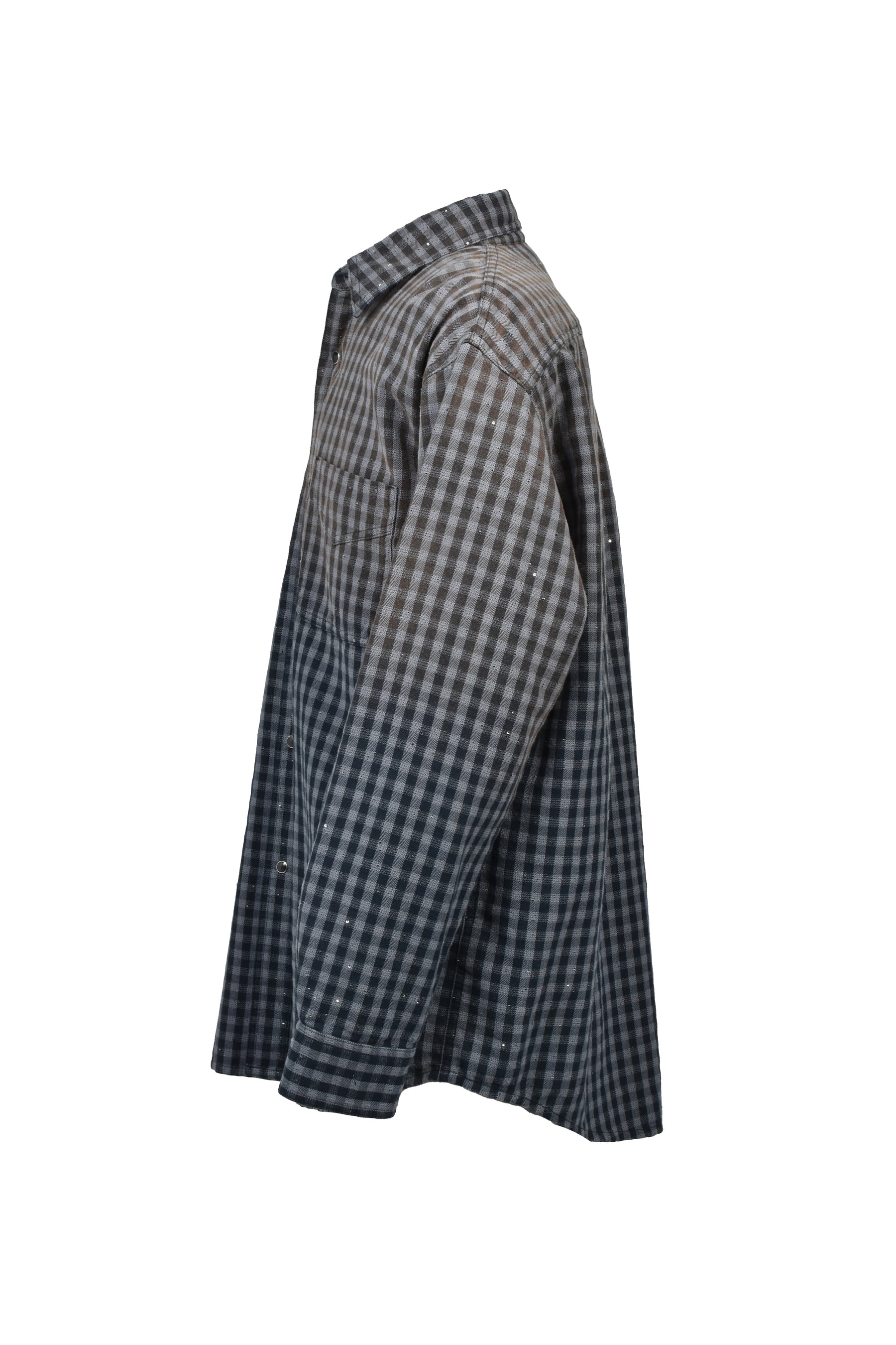 MASU エムエーエスユー SS26 FADED SPARKLING PLAID SHIRT / BLK