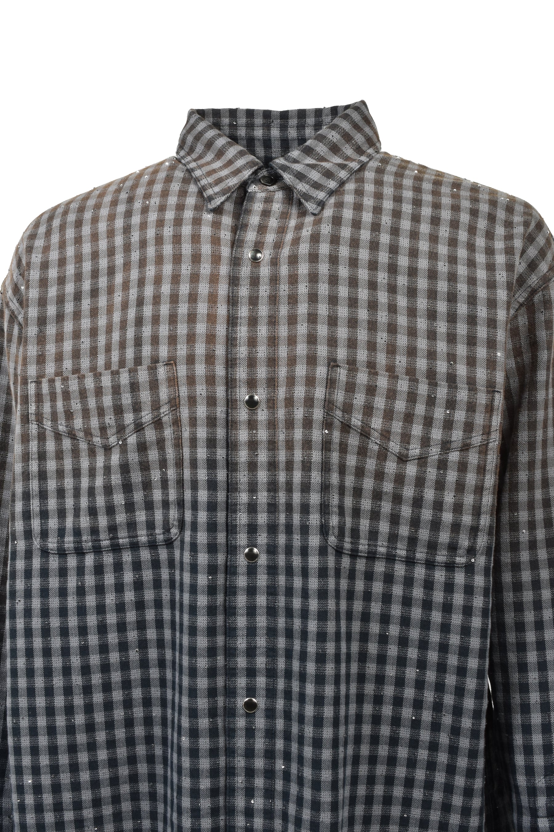MASU エムエーエスユー SS26 FADED SPARKLING PLAID SHIRT / BLK