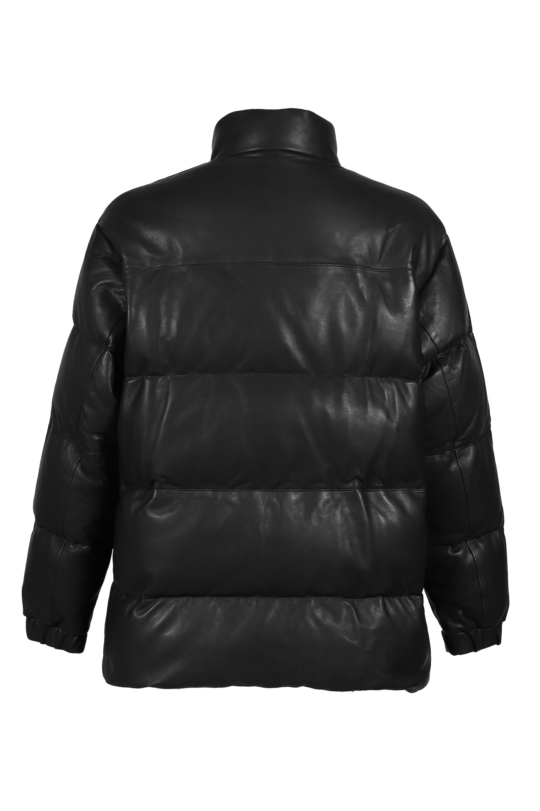 LEATHER DOWN JACKET W / LOVE &amp; PEACE SILVER (ENTREFINO) / BLK