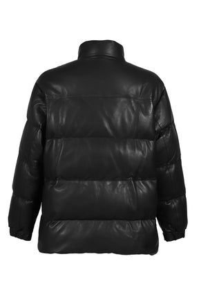 LEATHER DOWN JACKET W / LOVE &amp; PEACE SILVER (ENTREFINO) / BLK