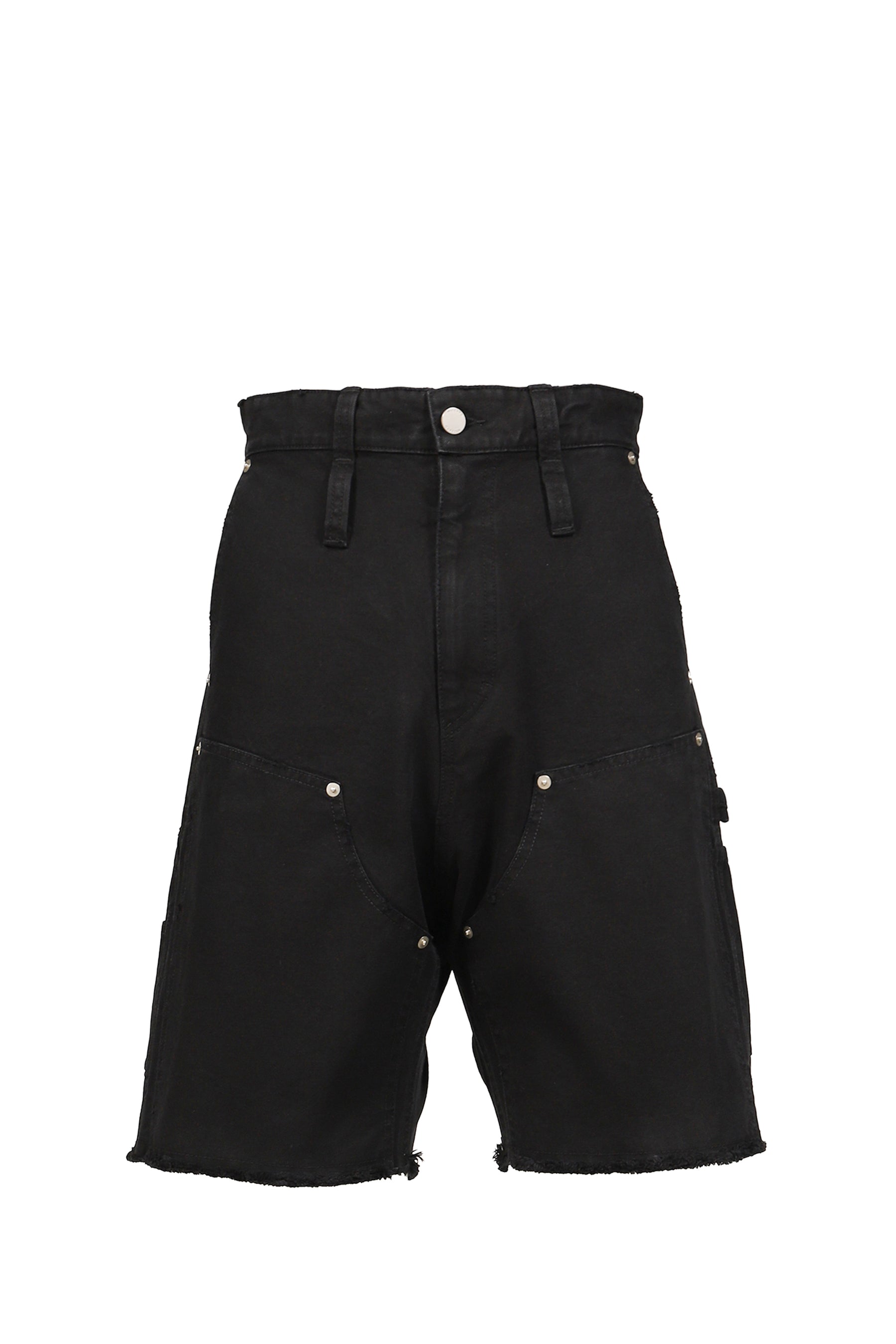 DOUBLE KNEE MOTION PLEAT CANVAS SHORT PANTS(EXCLUSIVE) / FADE BLK