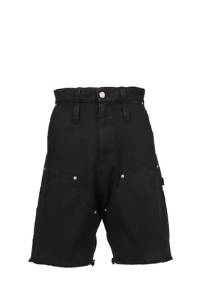 DOUBLE KNEE MOTION PLEAT CANVAS SHORT PANTS(EXCLUSIVE) / FADE BLK