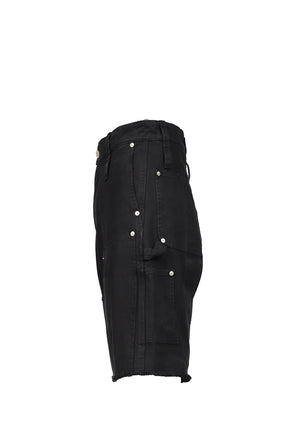 DOUBLE KNEE MOTION PLEAT CANVAS SHORT PANTS(EXCLUSIVE) / FADE BLK