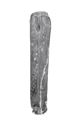 PRINT SWEAT PANTS / GRY