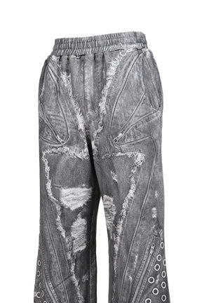 PRINT SWEAT PANTS / GRY