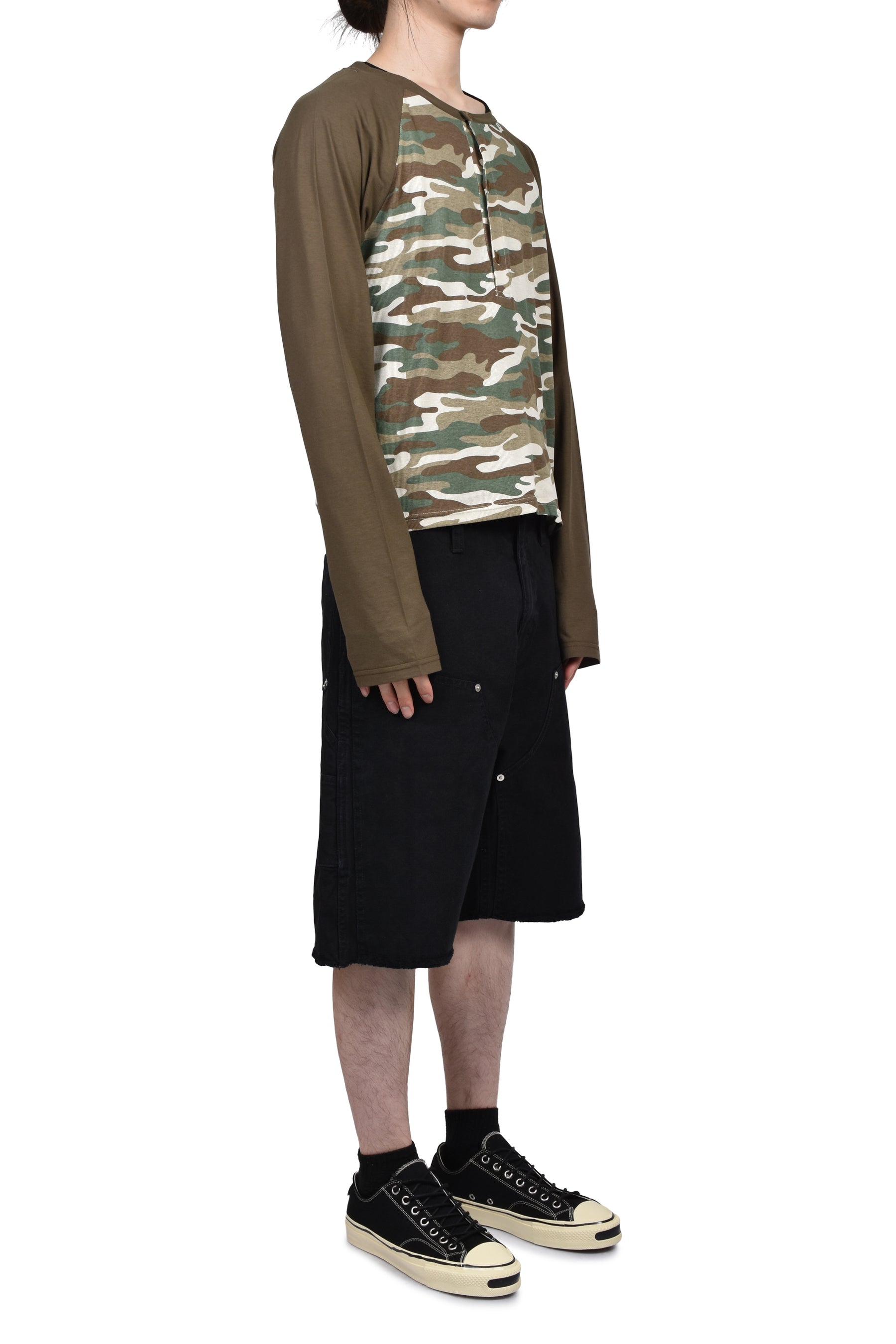 RAGLAN HENLEY NECK TEE / CAMO
