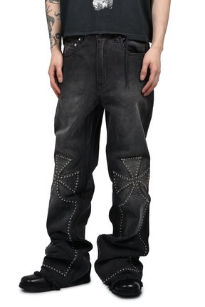 STUDDED CHOPPER CARPENTER PANT / VINTAGE BLK