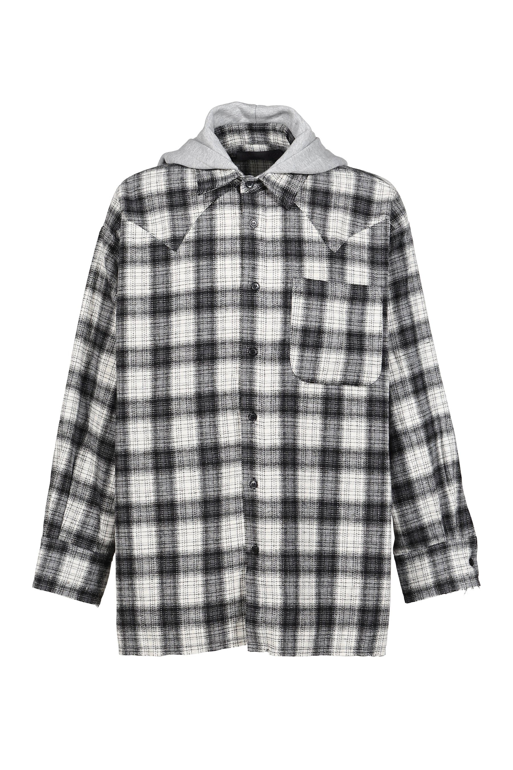 HOODED FLANNEL SHIRTS / ASH