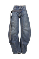LOW WAISTED JEAN WITH STRAP DETAIL ON THE FRONT / VINTAGEBLU
