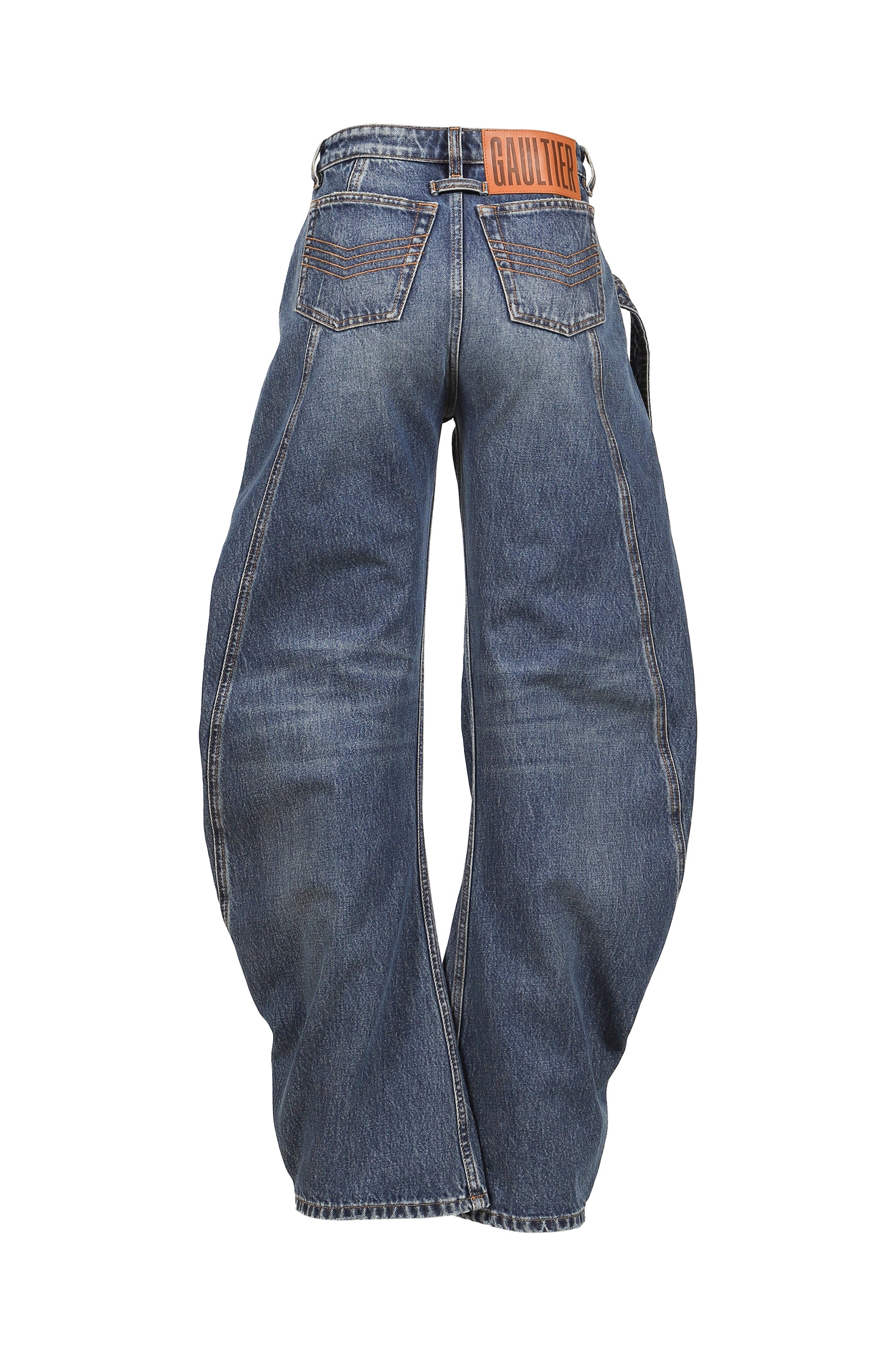 LOW WAISTED JEAN WITH STRAP DETAIL ON THE FRONT / VINTAGEBLU