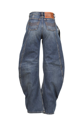 LOW WAISTED JEAN WITH STRAP DETAIL ON THE FRONT / VINTAGEBLU