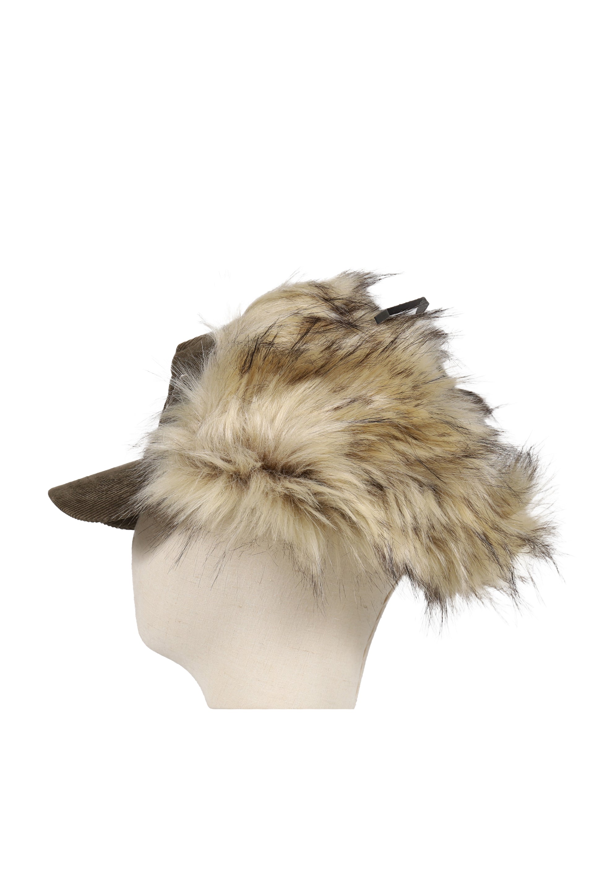 FAUX FUR CORDUROY EARFLAP CAP /KHA