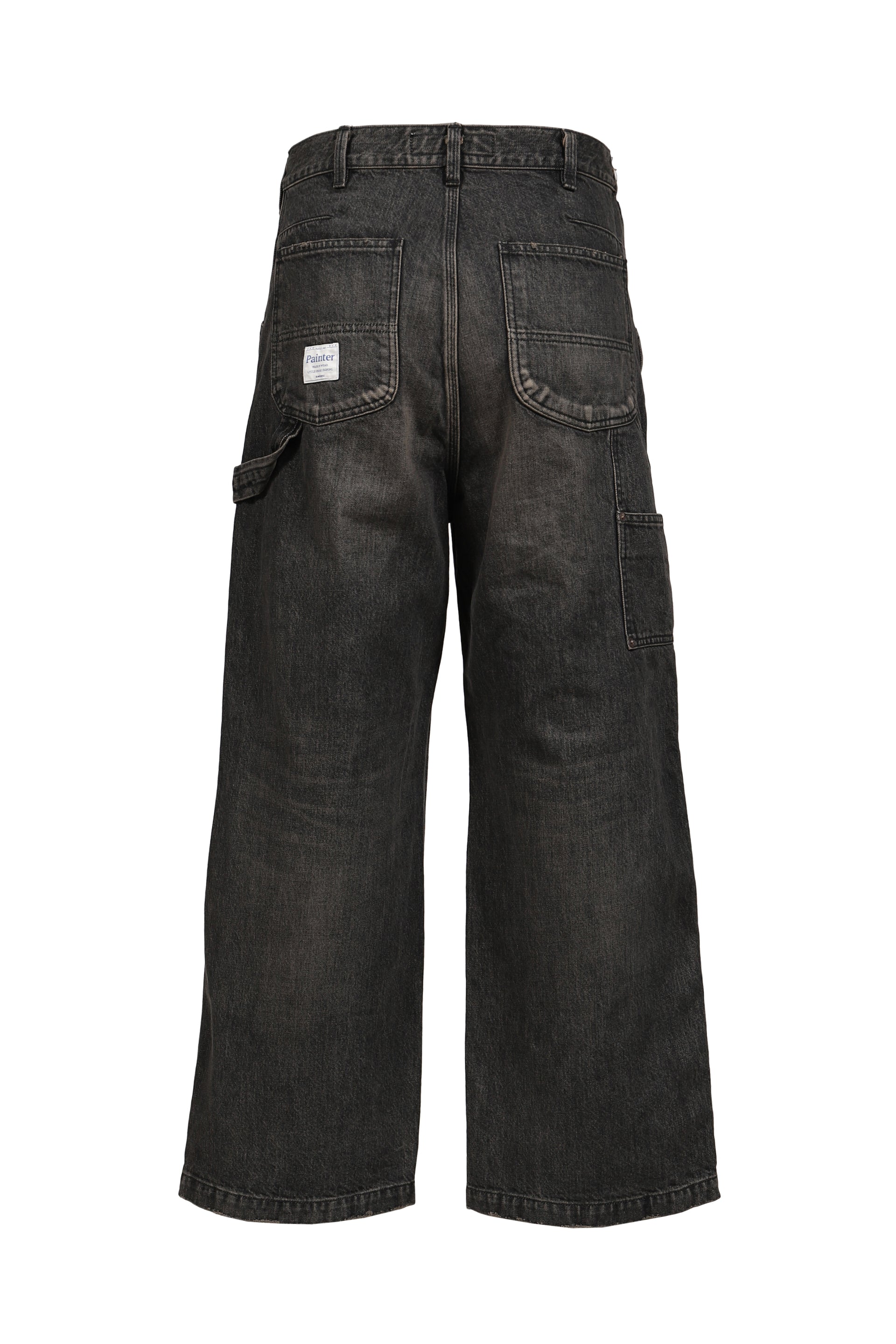VINTAGE WASHED PAINTER DENIM WIDE PANTS / BLK